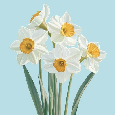 Narcissus Flower on Blue