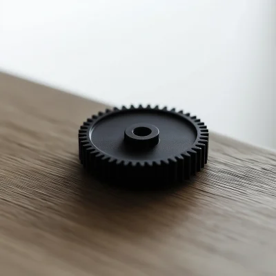 Black Gear on Minimalist Background