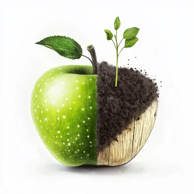 Green Apple and Soil Illustration