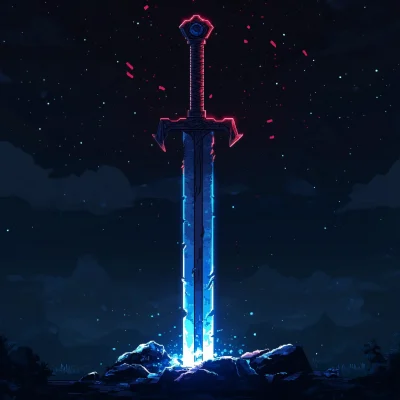 Glowing Katana in Pixel Art