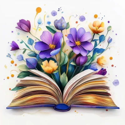 Open Book with Flowers