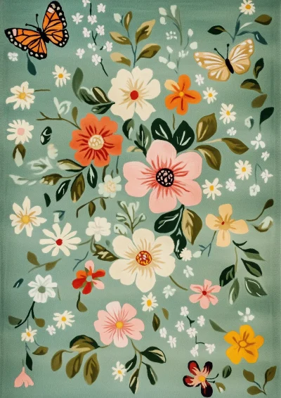 Cottagecore Floral Rug