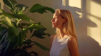 Serene Woman in Sunlit Room