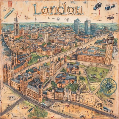 Artistic Travel Map of London