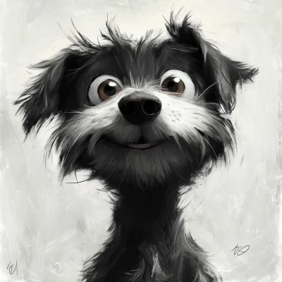 Quirky Hairy Pup Illustration