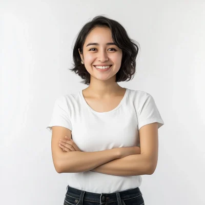 Smiling Woman in Studio