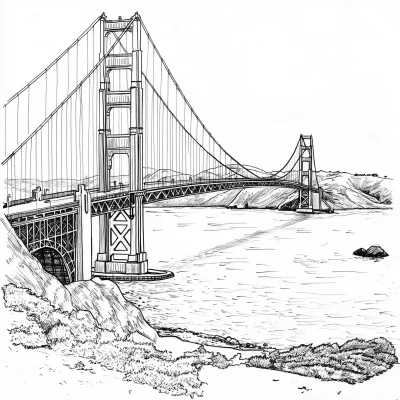 Golden Gate Bridge Coloring Page