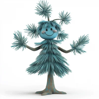 Cheerful Blue Pine Tree Physiotherapist