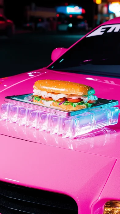 Club Sandwich on Car Hood