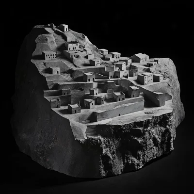 Architectural Model on Black Background