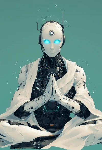 Cyberpunk Robot in Kimono