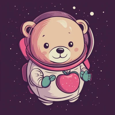 Cute Cartoon Bear in Space