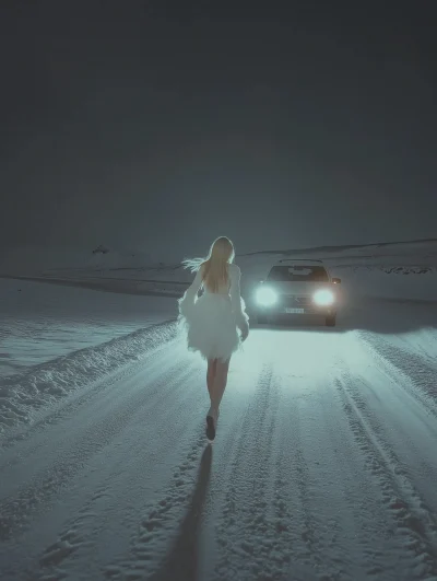 Girl Running in Iceland