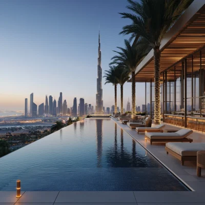 Luxurious Infinity Pool with Dubai Skyline