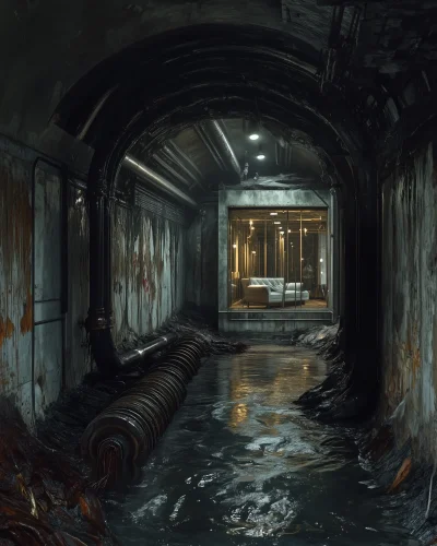 Dark Sewer Tunnel