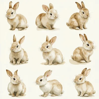 Playful Rabbits Watercolor