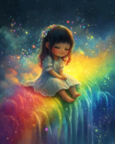 Little Girl on a Rainbow