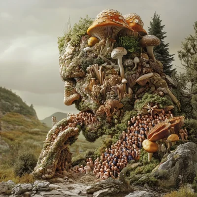 Surreal Man Made of Landscape