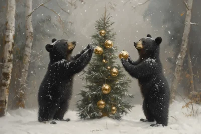 Bears Decorating Tree