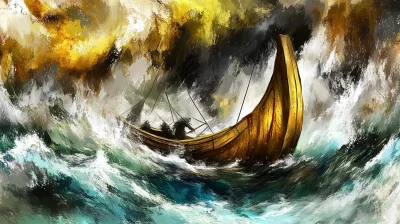 Medieval Ship in Storm