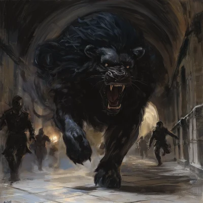 Angry Leap of the Black Lion