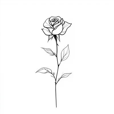 Minimalist Line Art Rose Tattoo