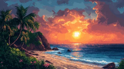 Pixel Art Palm Trees
