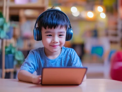 Happy Boy with Headphones