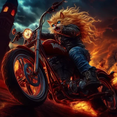 Tough Kitten on a Harley