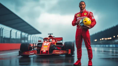 Lewis Hamilton at the Ferrari Car