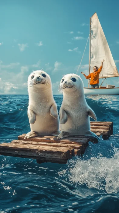 Baby Seals by the Ocean