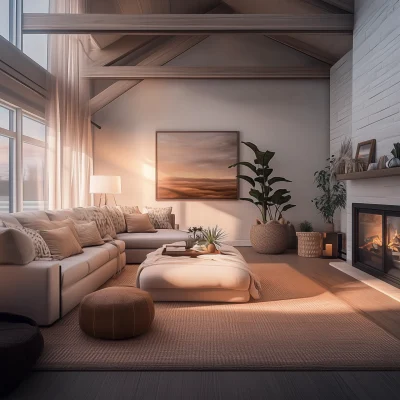 Spacious White Scandi Loft Interior