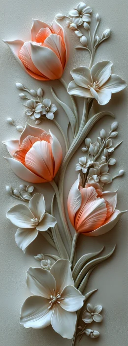 Elegant Tulip Relief Sculpture