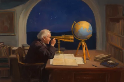 Elderly Astronomer in Study