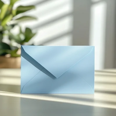 Blue Invitation Card on Table