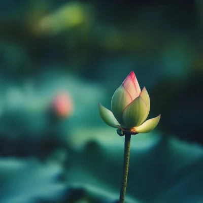 Lotus Bud in Pond