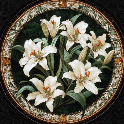 Stained Glass Lilies