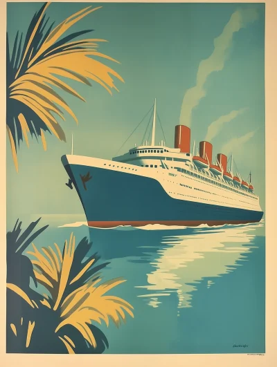Vintage Bermuda Cruise Ship Poster