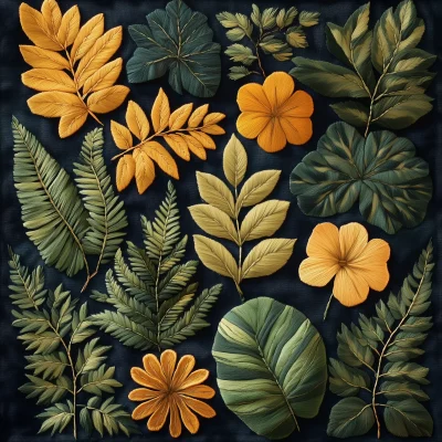 Embroidered Leaf Patterns