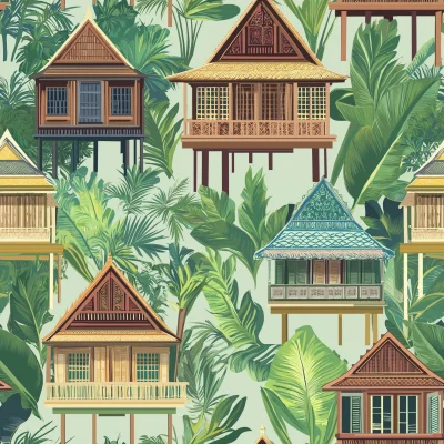 Traditional Thai Stilt Houses Pattern