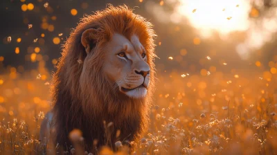 Majestic Lion at Sunset