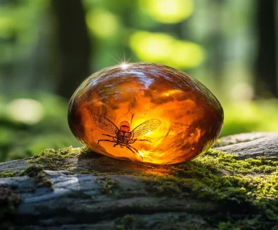 Amber Stone in Forest