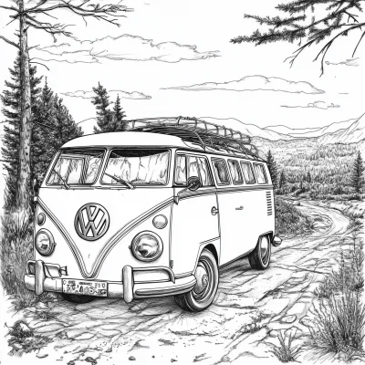 VW Beetle in a Landscape