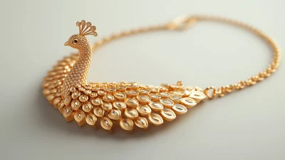 Antique Gold Peacock Necklace