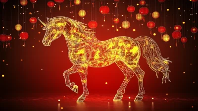 Golden Horse with Lanterns
