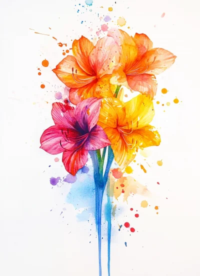 Abstract Amaryllis Watercolor