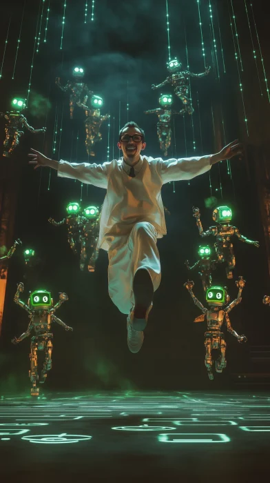 Cheerful Mad Scientist Floating