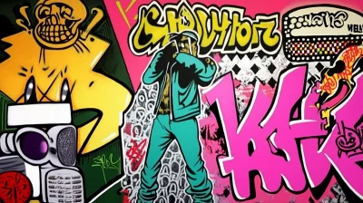 Colorful 90s Hip Hop Mural