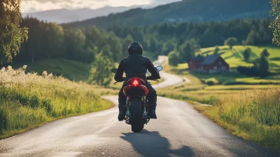 Young Man Riding a Motorcycle