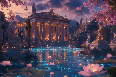 Greek Temple in a Mediterranean Valley